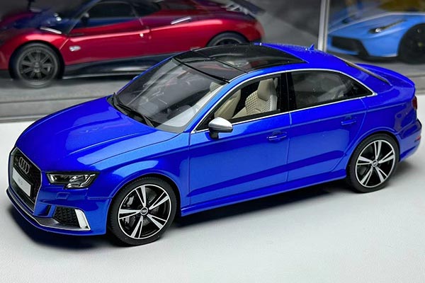 2017 Audi RS 3 Quattro Sedan Resin Model 1:18 Scale Blue [SD03H356]