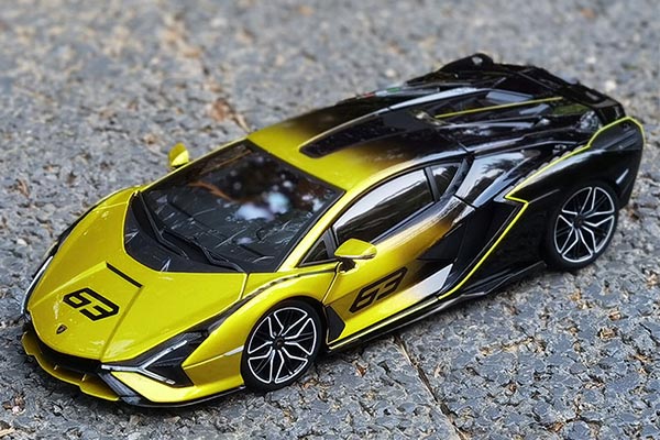 2019 Lamborghini Sian FKP 37 Diecast Car Model 1:18 Scale Yellow