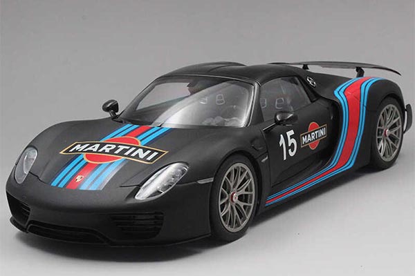 Porsche 918 Spyder Diecast Car Model Martini 1:18 Scale Black