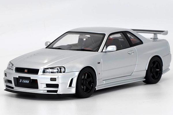 Nissan GT-R R34 Z-Tune Diecast Car Model 1:18 Scale Silver