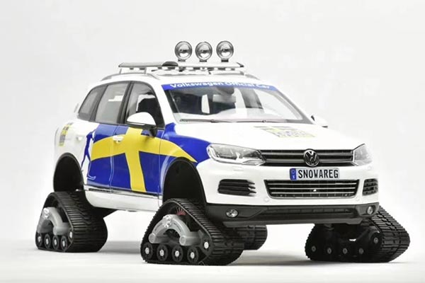 Volkswagen Touareg Snowmobile Diecast Model 1:18 White-Blue