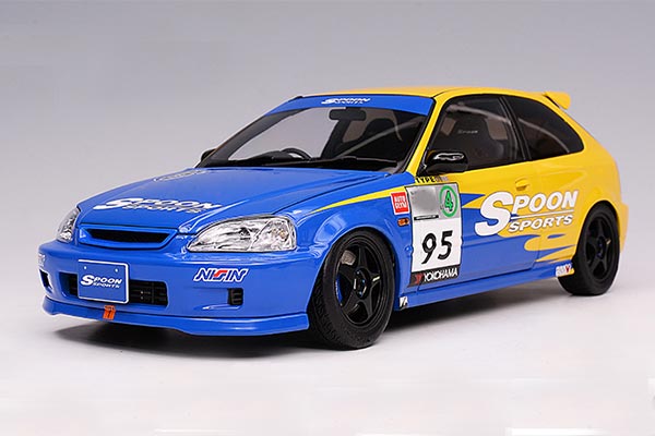 Honda Civic Type R EK9 Diecast Model Spoon 1:18 Blue-Yellow