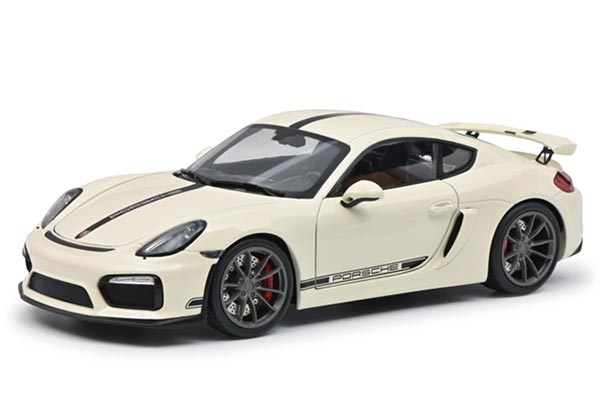 Porsche Cayman GT4 Diecast Car Model 1:18 Scale Creamy White