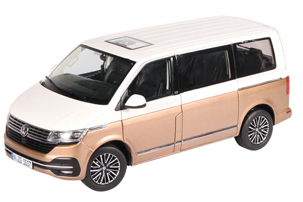 2021 Volkswagen T6 Multivan MPV Diecast Model 1:18 White-Golden