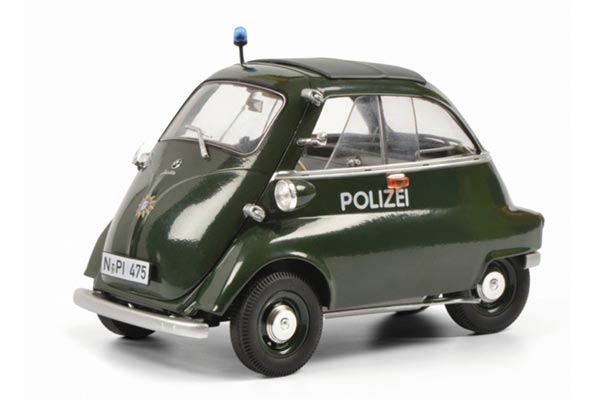 BMW Isetta Diecast Police Car Model 1:18 Scale Green